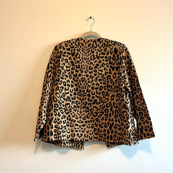 vintage leopard print zip up jacket blazer with padded sleeves - Picture 7 of 12